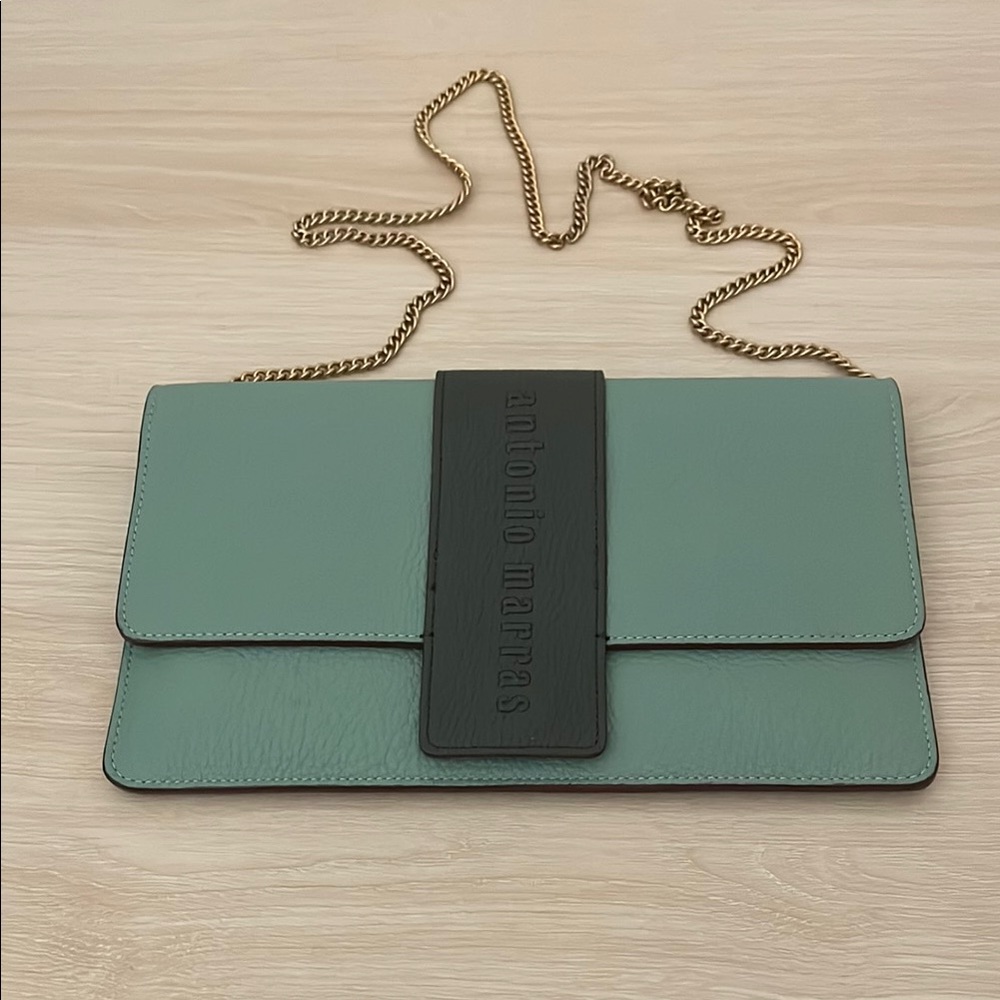 Antonio Marras Green and Black Clutch with Flap Closure